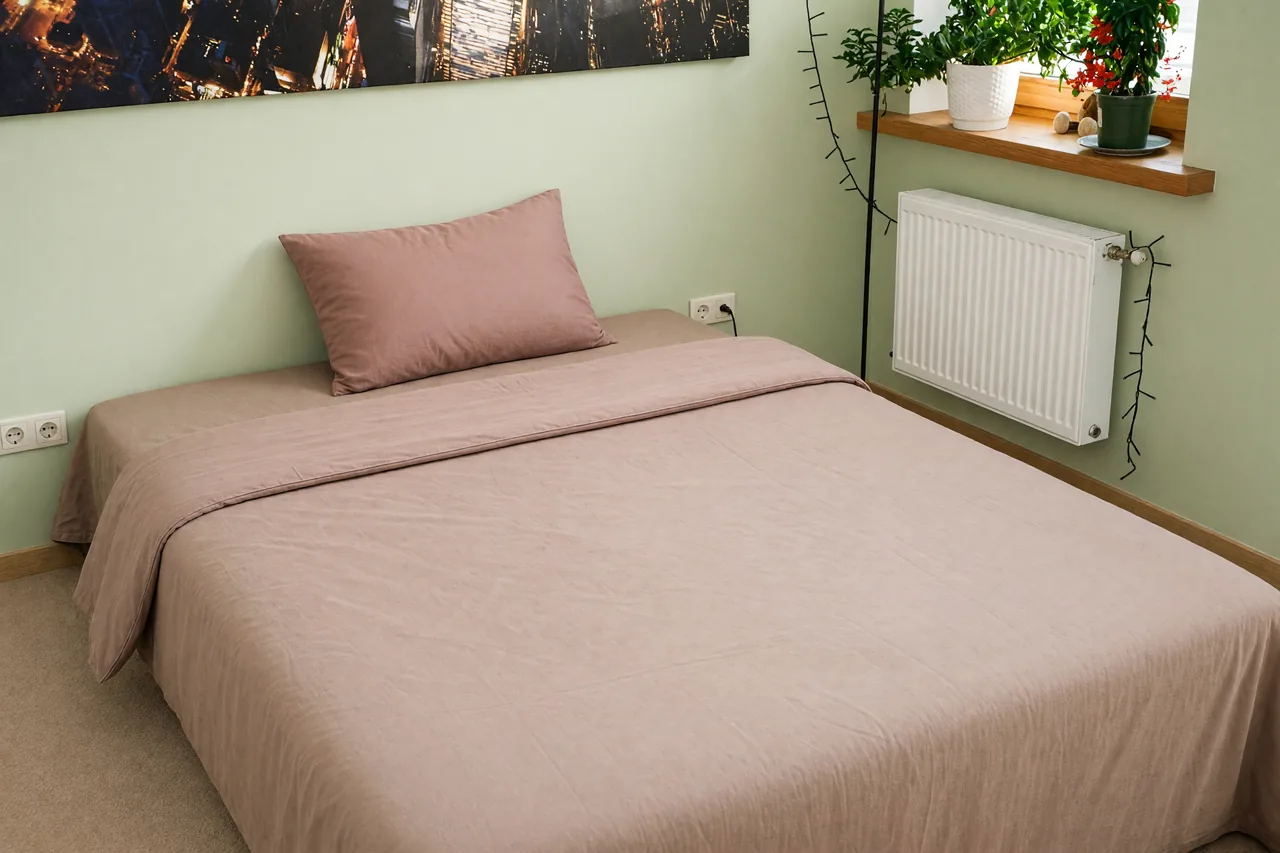 Schlafzimmer – Nachher · KI-bearbeitet: Unordnung entfernt, Licht und Perspektive korrigiert